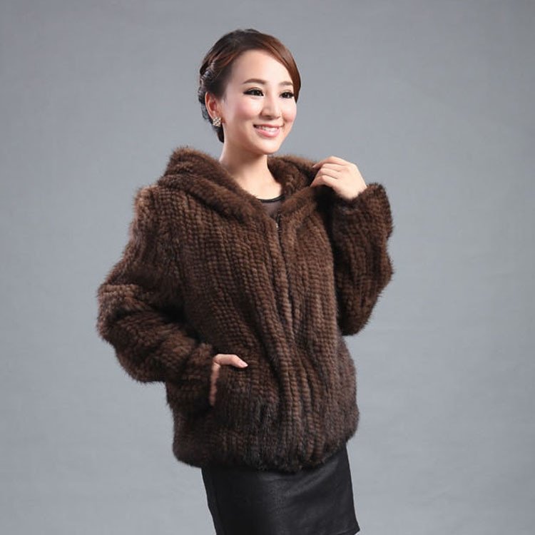 New mink fur coat women’s long-sleeve top fashion all-match Mink knit ...